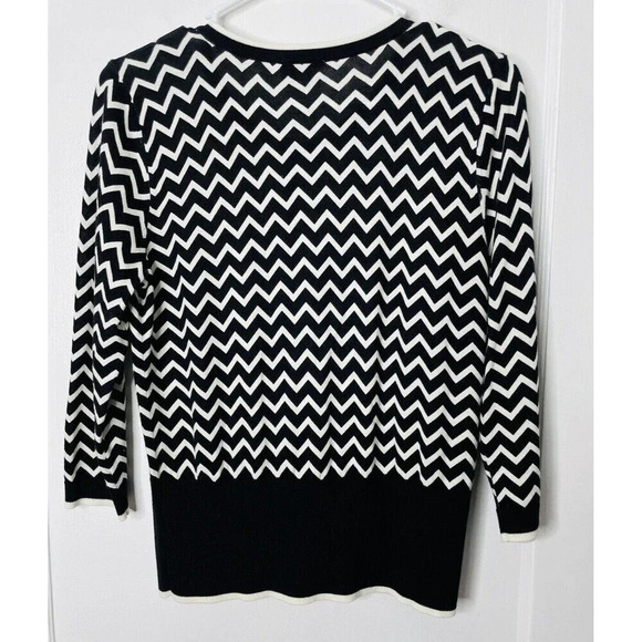 Talbots Oprah Magazine Collection Cardigan Sz MP Button Up Knit Chevron Stretch - Picture 2 of 8